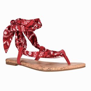 Nine West Trap Ankle Wrap Platte Sandalen Rood Nederland | FRJ-765249